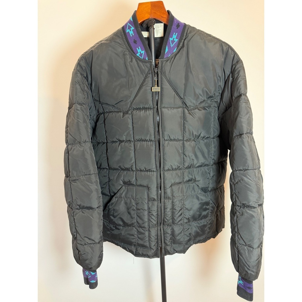 Vintage Walls Blizzard-Pruf Insulated Bomber Jacket Black Western Puffer XL USA